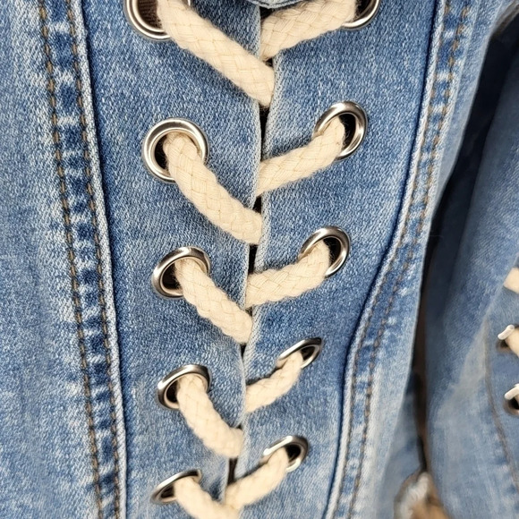Denim Lace-Up Women's Jacket - Picture 3 of 11